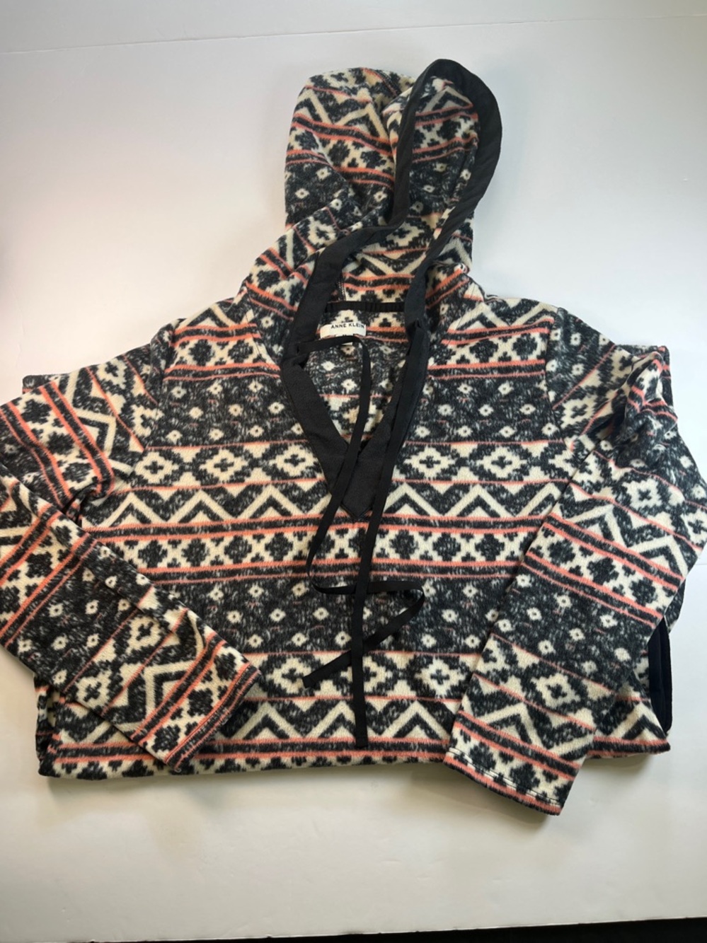Anne Klein Fleece Aztec Gown w/ Hood and Pockets Sz M